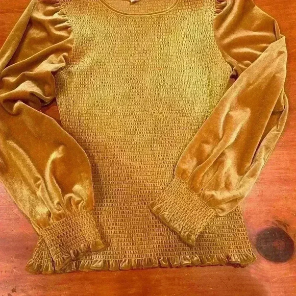 Easel Los Angeles Velvet Top. Womens size Small. Gold. Bodycon fit, Festive,Fall - Picture 6 of 7
